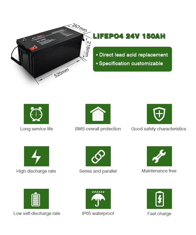 Amptron 24V 150Ah / 175Amp Continuous Discharge Lithium LiFePO4