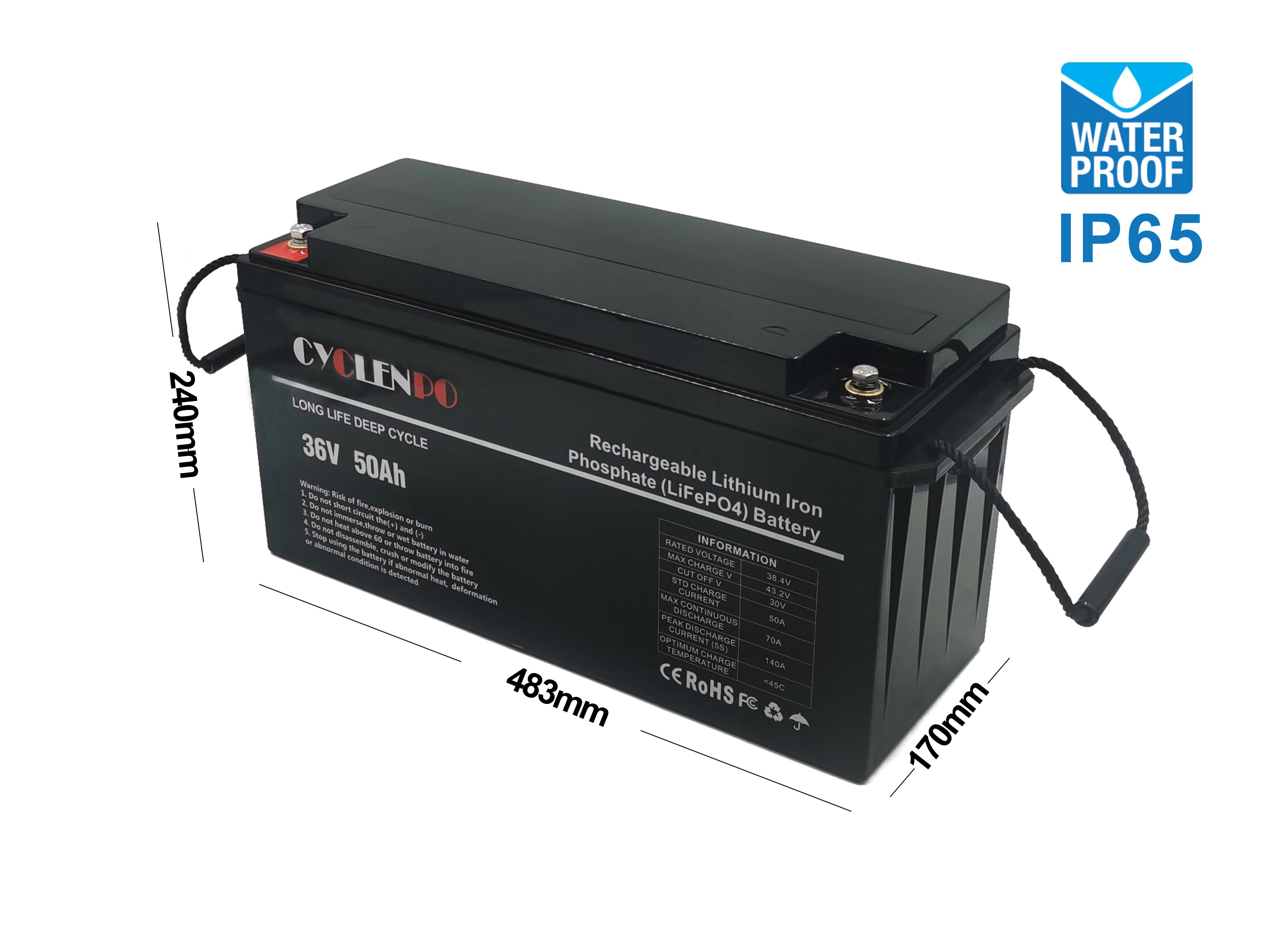 36V 50Ah Lithium Battery, 36V Marine Battery, Lithium Ion Battery