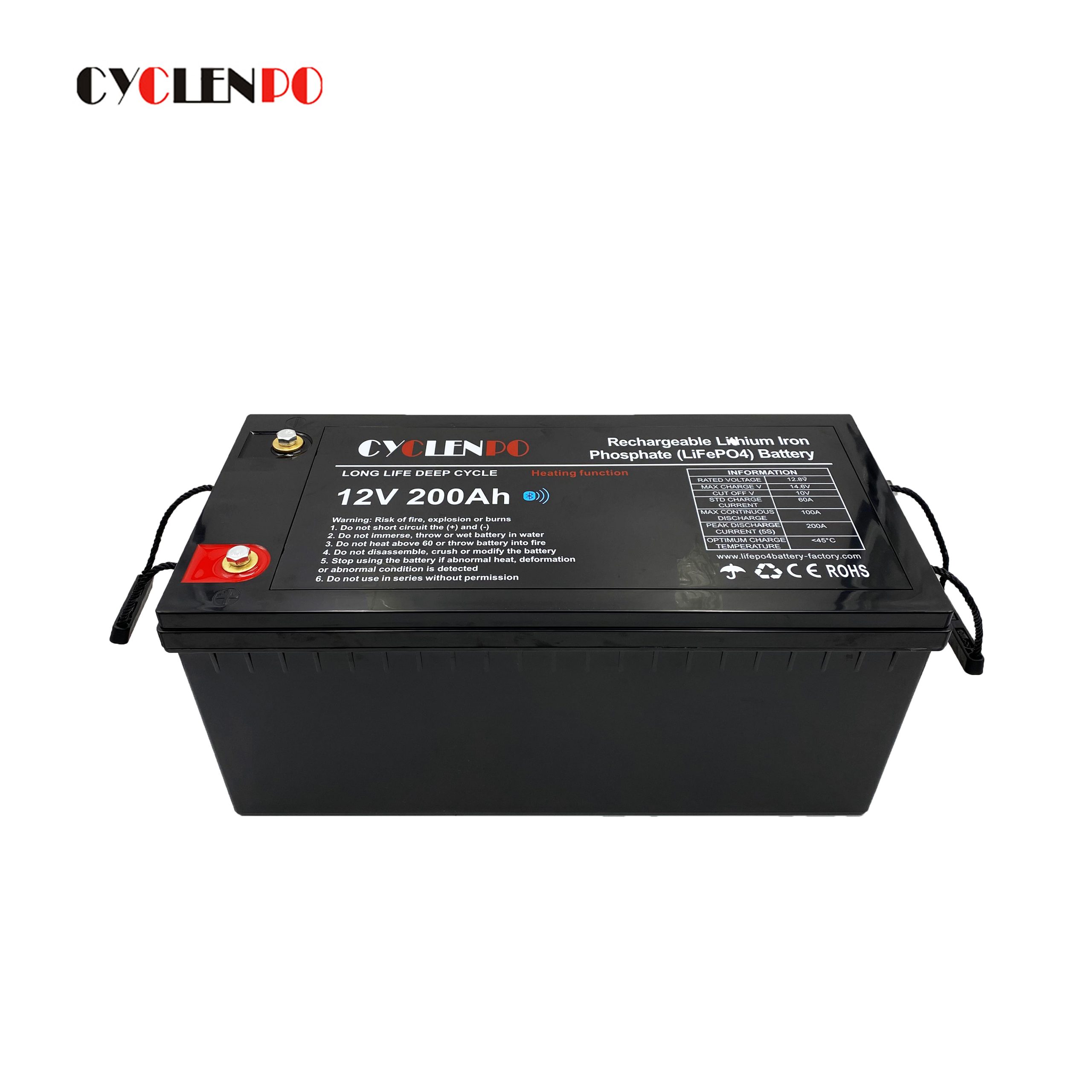 12v 200ah lifepo4 battery with bluetooth deep cycle for ev