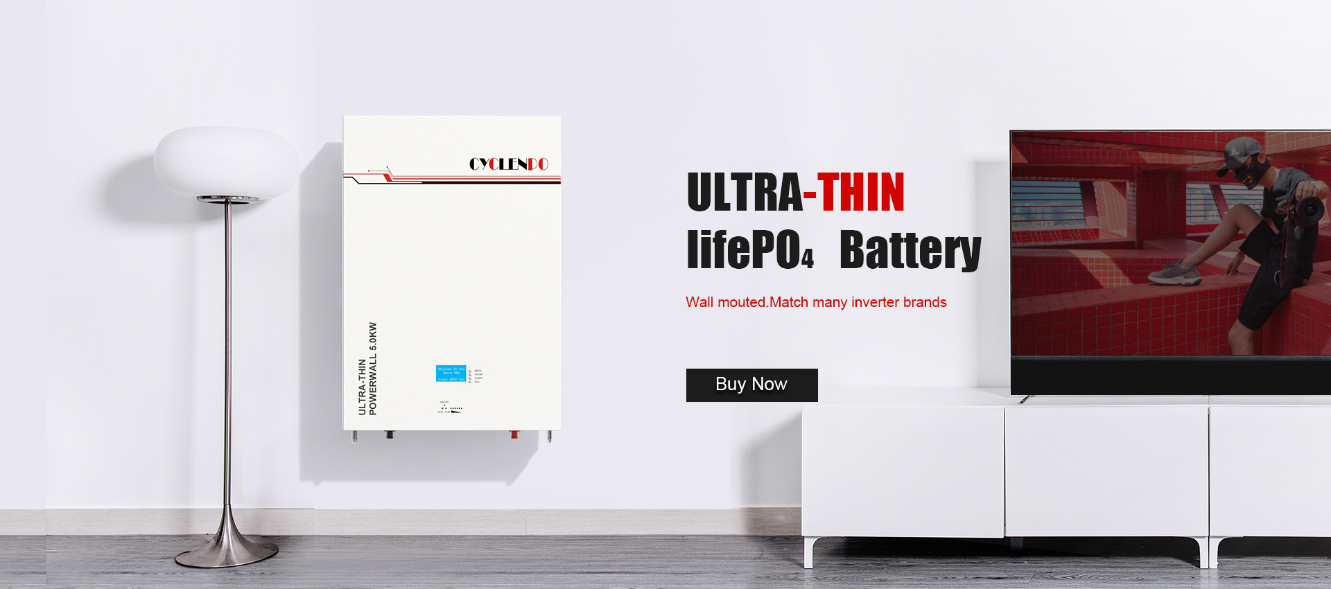 Ultra thin wall mounted battery