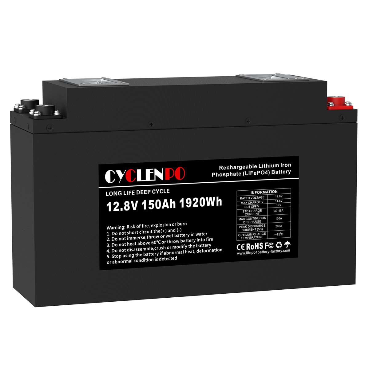 Cyclenpo deep cycle 12v 150ah lithium battery for vehicle