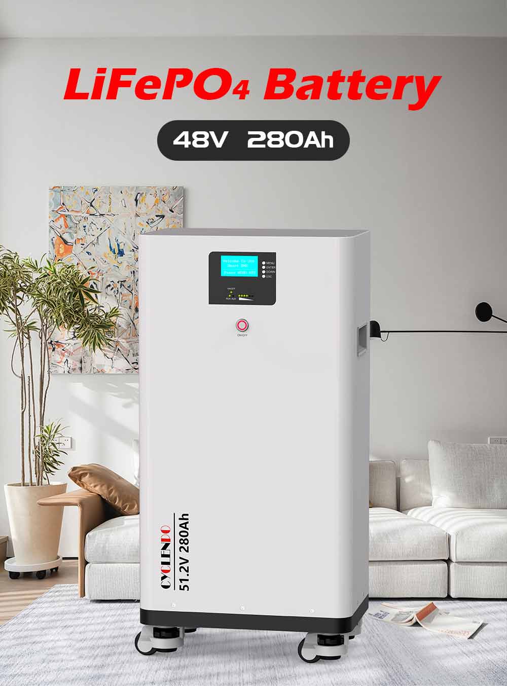 51.2V 280Ah portable energy storage lifepo4 battery